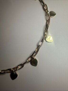 Gold Heart Charm Link Necklace - Women Jewelry